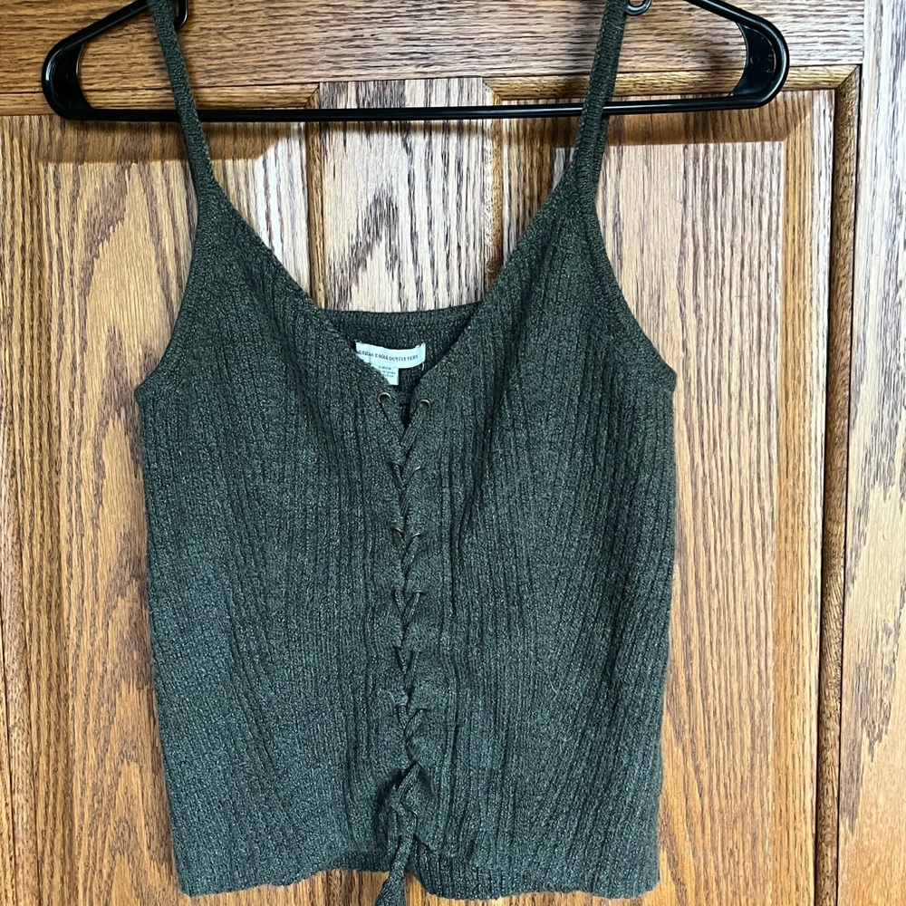 Knit green cropped tank